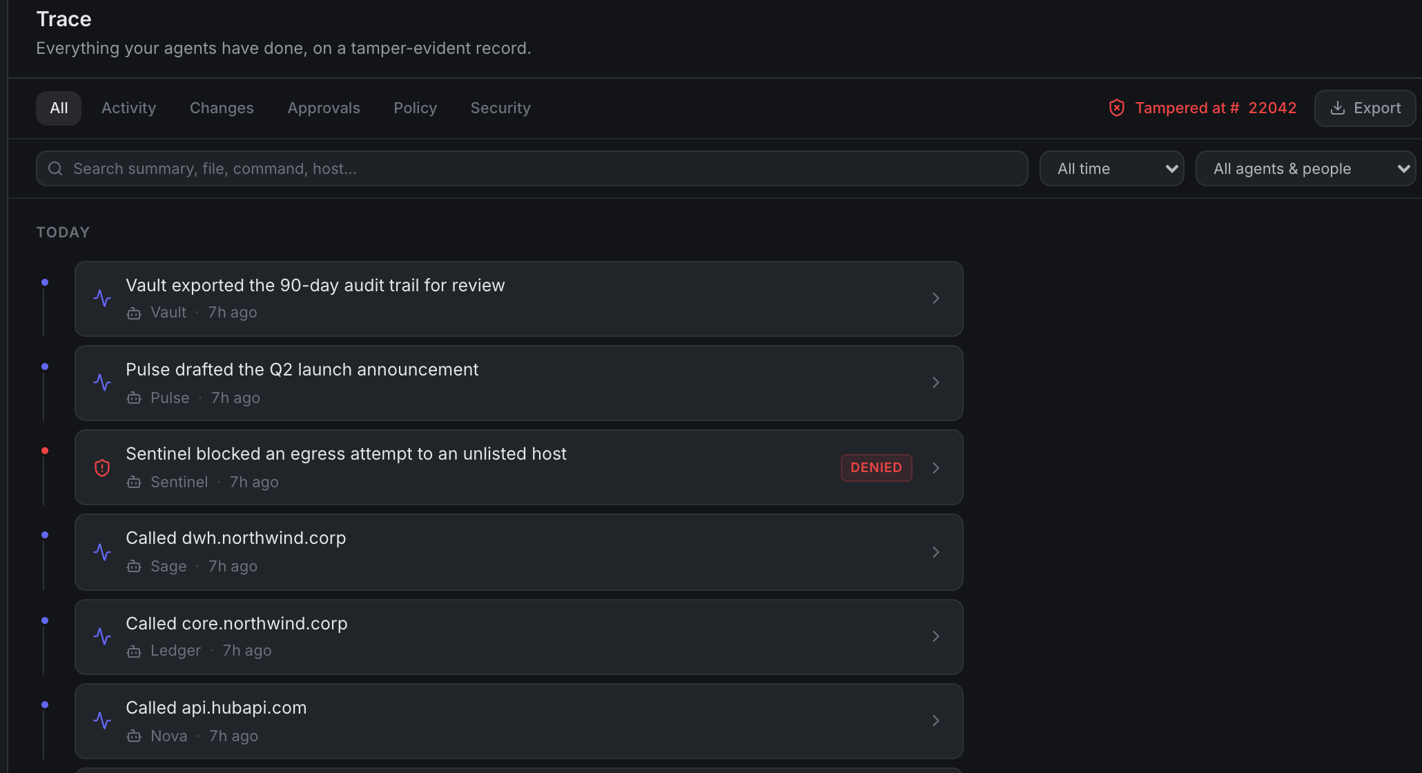The Trace audit log